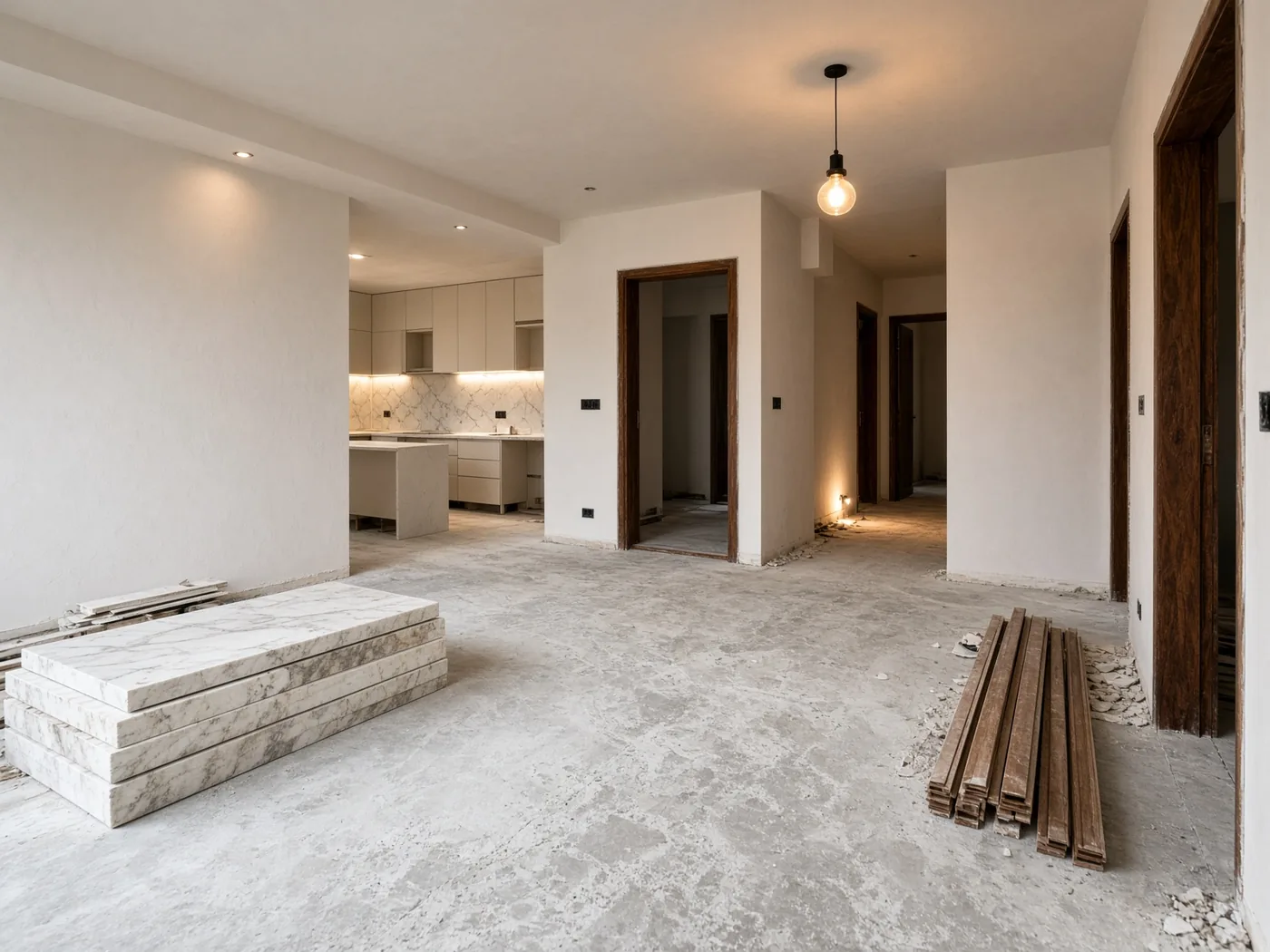 Interior site works and finishing in a commercial space