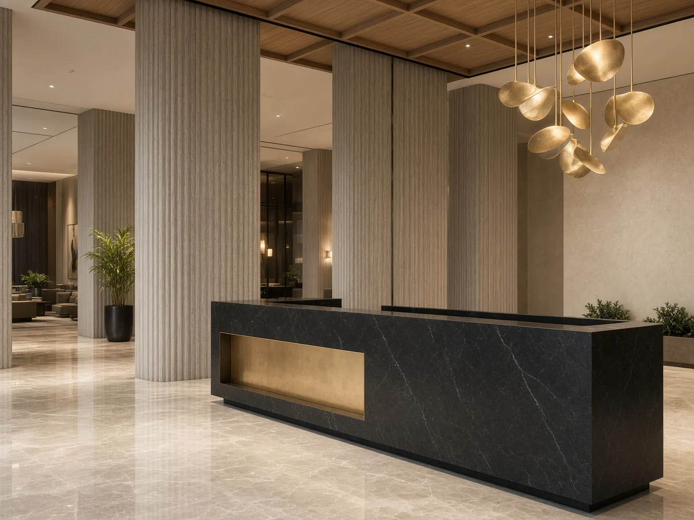 Commercial interior with custom millwork in Raigad
