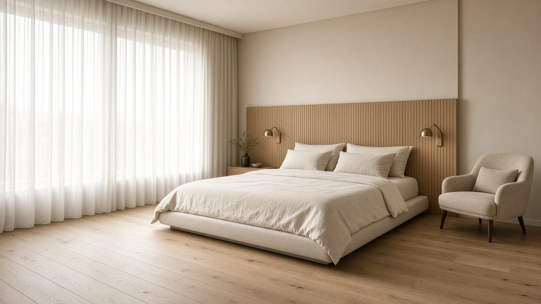 Wooden flooring in a bedroom
